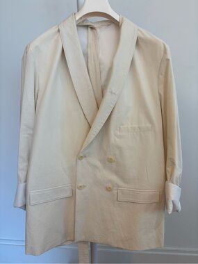 Cream Double-Breasted Blazer